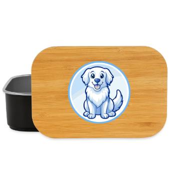 Golden Retriever Dog Blue Kawaii Cartoon Character - Lunch Box - black - Front