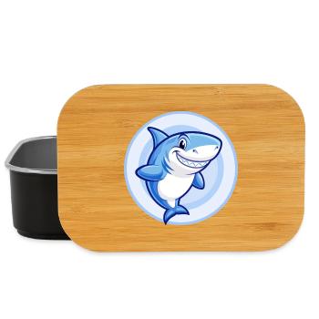 requin bleu kawaii dessin animé personnage clipart animal de compagnie - Boîte à goûter - noir - Devant