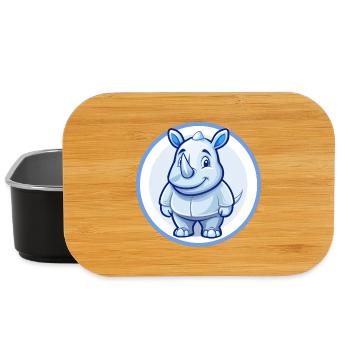 Rhino Blue Kawaii Cartoon Character Clipart Pet - Lunch Box - black - Front