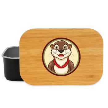 loutre coloré kawaii dessin animé personnage clipart - Boîte à goûter - noir - Devant