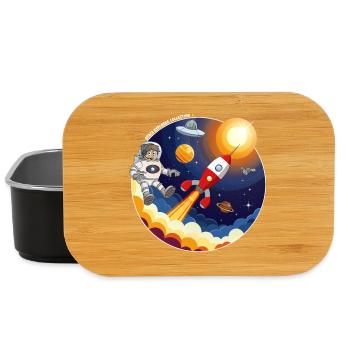 Rocket, astronaut, UFO and planets in space. - Lunch Box - black - Front