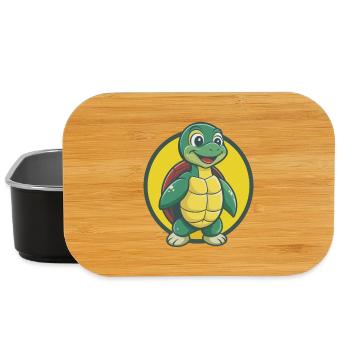 Turtle Cute Kawaii Cartoon Clipart Pet Animal - Lunch Box - black - Front