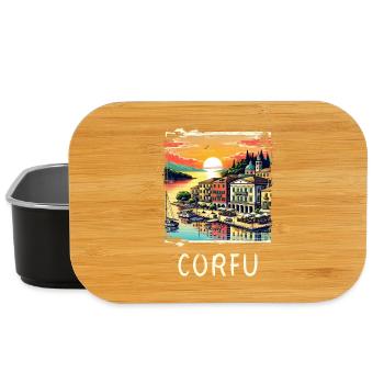 Korfu Griechenland Panorama Design - Lunch Box - Schwarz - Vorne