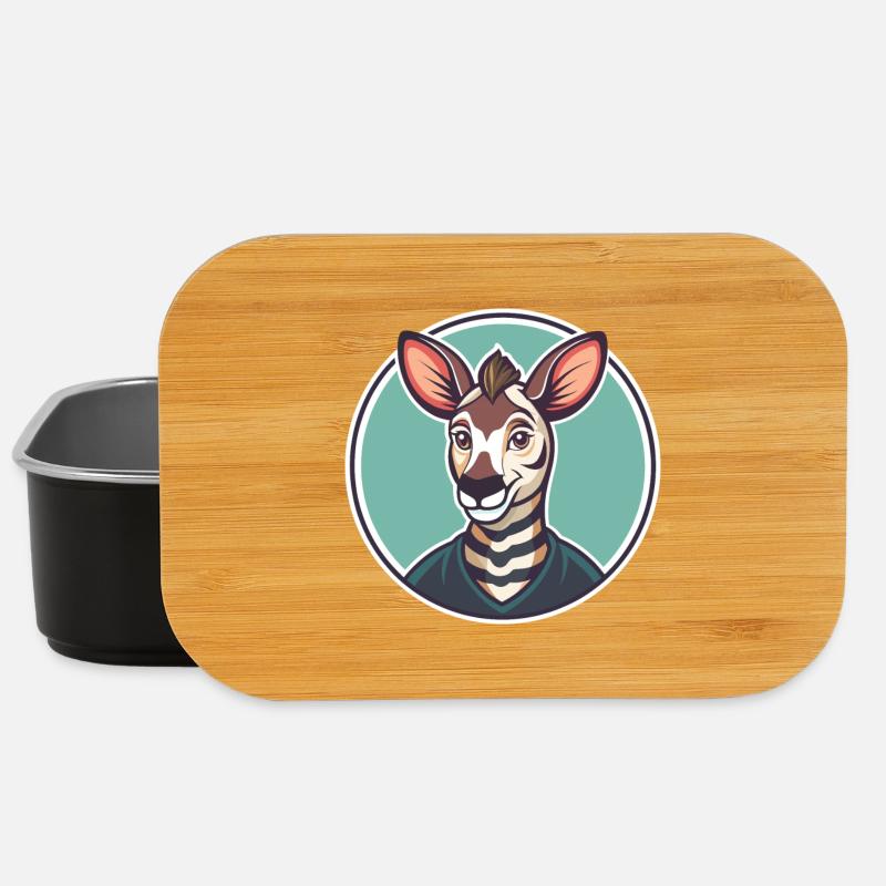 Okapi Kawaii Cartoon Figur Tier Haustier Gesicht - Lunch Box - Schwarz