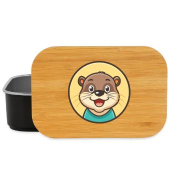 loutre kawaii dessin animé personnage animal visage d’animal - Boîte à goûter - noir - Devant