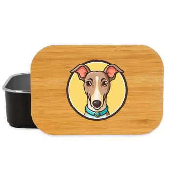 Dessin animé kawaii de race de chien lévrier Rampur - Boîte à goûter - noir - Devant