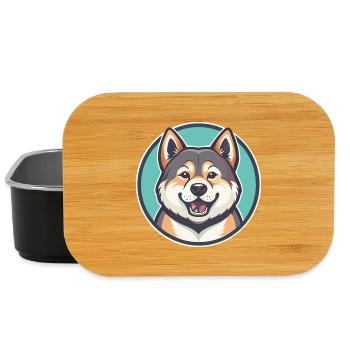 American Akita Dog Breed Cartoon Kawaii Clipart - Lunch Box - black - Front