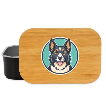 Carpathian Shepherd Dog Breed Funny Cartoon Kawaii - Lunch Box - black - Front