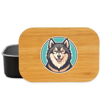 Finnish Lapphund Dog Breed Cartoon Kawaii Clipart - Lunch Box - black - Front