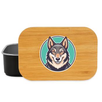 Chien-loup tchécoslovaque Race de chien Dessin animé Kawaii - Boîte à goûter - noir - Devant