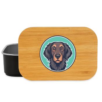 Plat Retriever Chien Race Dessin Animé Kawaii Pet - Boîte à goûter - noir - Devant