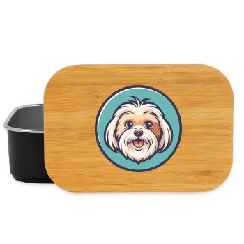 Malteser Hund Rasse Cartoon Figur Kawaii Clipart - Lunch Box - Schwarz - Vorne