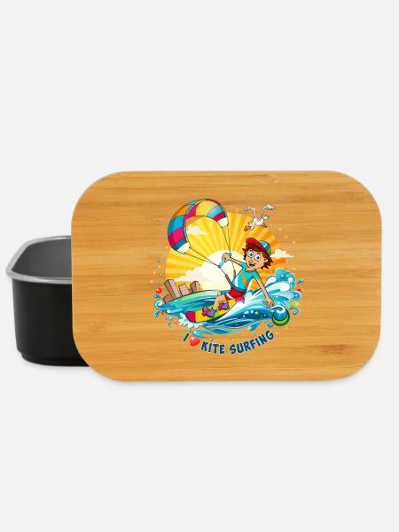 Bunte Illustration eines Kitesurfers - Lunch Box - Schwarz