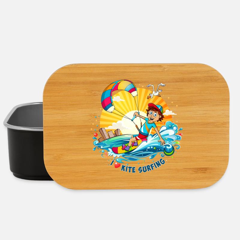 Bunte Illustration eines Kitesurfers - Lunch Box - Schwarz
