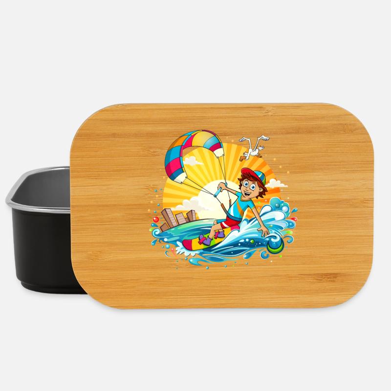 Bunte Illustration eines Kitesurfers - Lunch Box - Schwarz