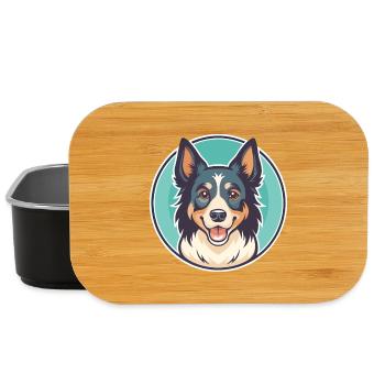 North American Shepherd Dog Breed Cartoon Kawaii - Lunch Box - black - Front
