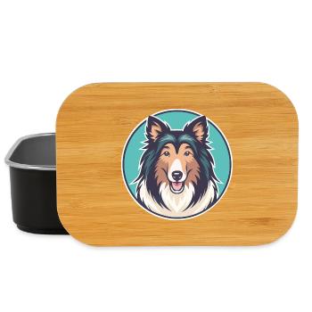 Rough Collie Dog Breed Cartoon Kawaii Clipart Pet - Lunch Box - black - Front