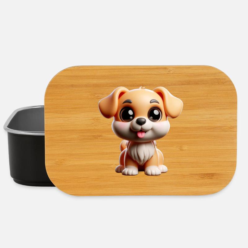 Niedlicher Welpe im Cartoon-Stil - Lunch Box - Schwarz