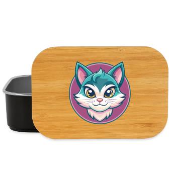 Asiatische Katzenrasse Karikatur Kawaii Tier Haustier - Lunch Box - Schwarz - Vorne