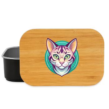 Bengalkatze Rasse Karikatur Kawaii Tier Haustier - Lunch Box - Schwarz - Vorne