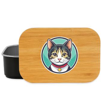 American Wirehair Cat Breed Cartoon Kawaii Animal - Lunch Box - black - Front