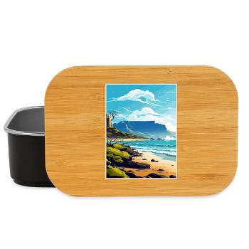 Montagne de la Table Afrique du Sud Affiche de voyage souvenir - Boîte à goûter - noir - Devant