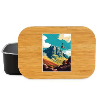 Montagne de la Table Afrique du Sud Affiche de voyage souvenir - Boîte à goûter - noir - Devant