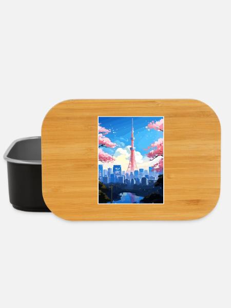 Japan Tokyo Travel Poster Souvenir Postcard Paint - Lunch Box - black