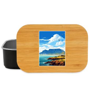 Montagne de la Table Afrique du Sud Affiche de voyage souvenir - Boîte à goûter - noir - Devant