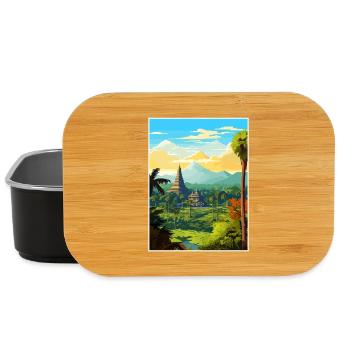 Indonesia Travel Poster Souvenir Postcard Painting - Lunch Box - black - Front