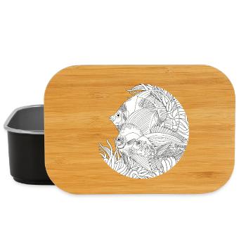 Fisch Ozean Schwarz-Weiß-Zeichnung - Lunch Box - Schwarz - Vorne