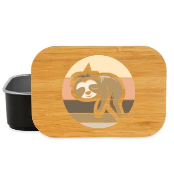 retro Faultier comic Symbol Sonnenuntergang Logo - Lunch Box - Schwarz - Vorne