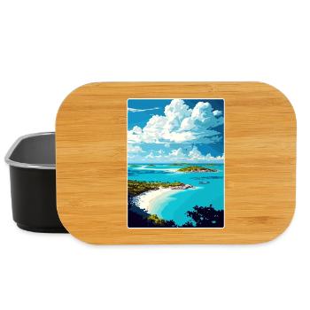 Barbuda Caribbean Travel Poster Souvenir Paint WPA - Lunch Box - black - Front