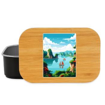 Ha Long Bay Vietnam Islands Travel Poster Souvenir - Lunch Box - black - Front