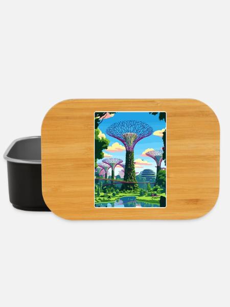 Supertree Grove Singapur Reiseposter Souvenir - Lunch Box - Schwarz