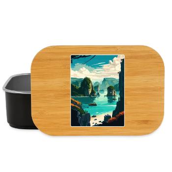 Ha Long Bay Vietnam Inseln Reiseposter Souvenir - Lunch Box - Schwarz - Vorne
