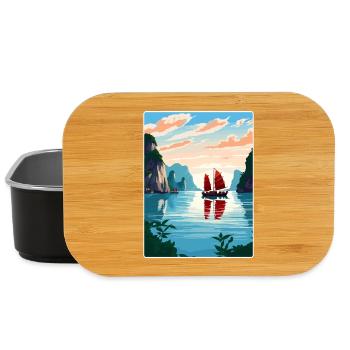 Ha Long Bay Vietnam Islands Travel Poster Souvenir - Lunch Box - black - Front