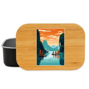Ha Long Bay Vietnam Islands Travel Poster Souvenir - Lunch Box - black - Front