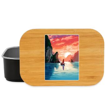 Ha Long Bay Vietnam Islands Travel Poster Souvenir - Lunch Box - black - Front