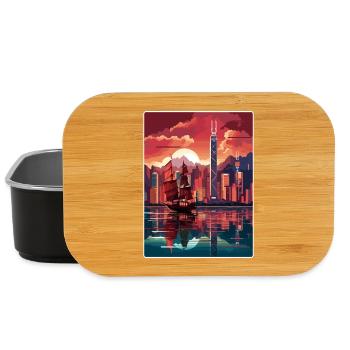 Hong Kong Chine Voyage Affiche Souvenir Peinture WPA - Boîte à goûter - noir - Devant