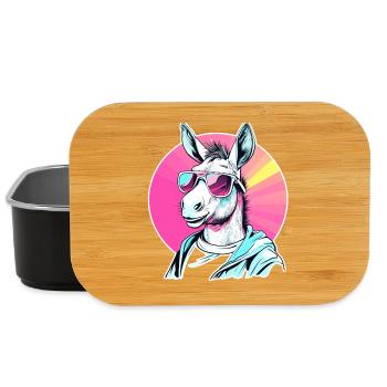 Pop Art Esel mit Sonnenbrille Hoodie - Lunch Box - Schwarz - Vorne