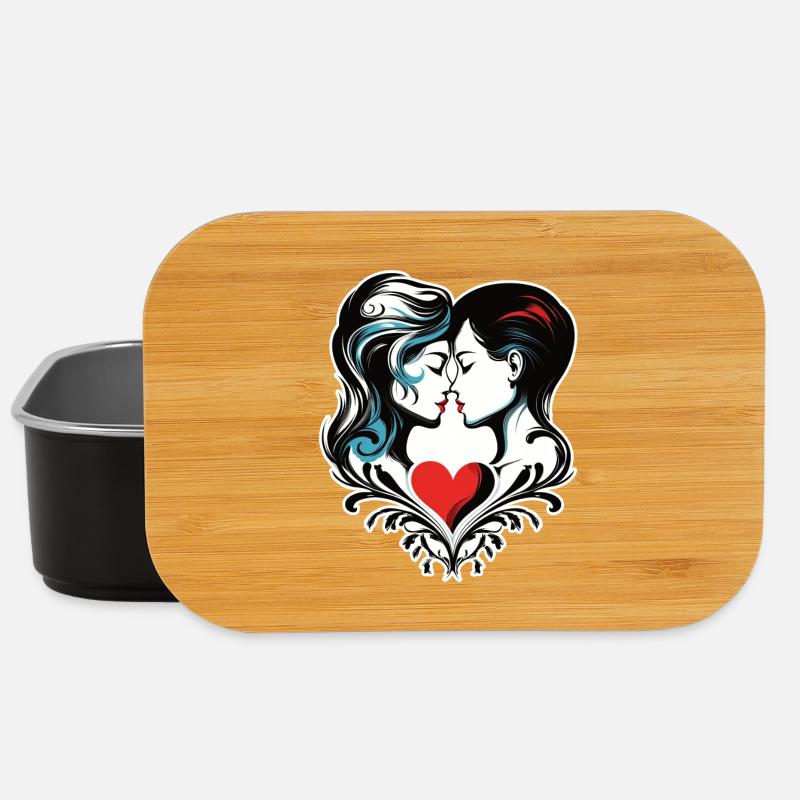 Kissing duet in the heart setting - Lunch Box - black