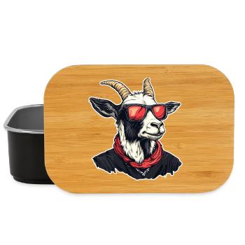 Goat in streetwear with red sunglasses - Lunch Box - black - Front