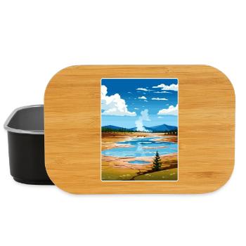 Yellowstone National Park Travel Poster Souvenir - Lunch Box - black - Front