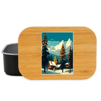 Megève Ski Les Arcs Skifahren Reiseposter Souvenir - Lunch Box - Schwarz - Vorne