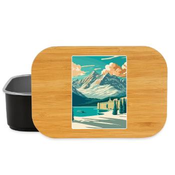 St Moritz Ski Resort Mountain Travel Poster - Lunch Box - black - Front