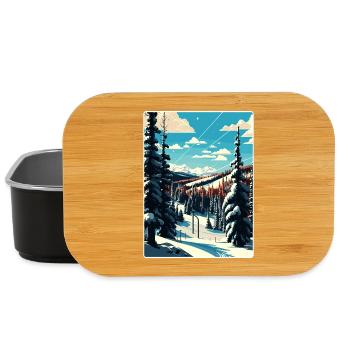 Park Ski Skiing Travel Poster Souvenir Paint WPA - Lunch Box - black - Front