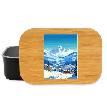 Chamonix Ski Skiing Vintage Travel Poster Souvenir - Lunch Box - black - Front