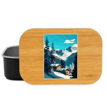 Les Arcs Ski Skiing Vintage Travel Poster Souvenir - Lunch Box - black - Front