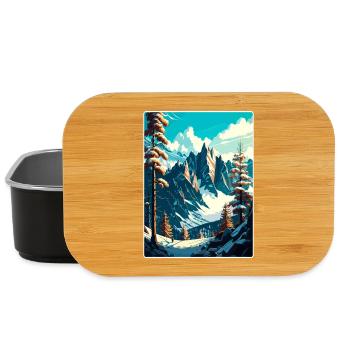 Chamonix Ski Skiing Vintage Travel Poster Souvenir - Lunch Box - black - Front